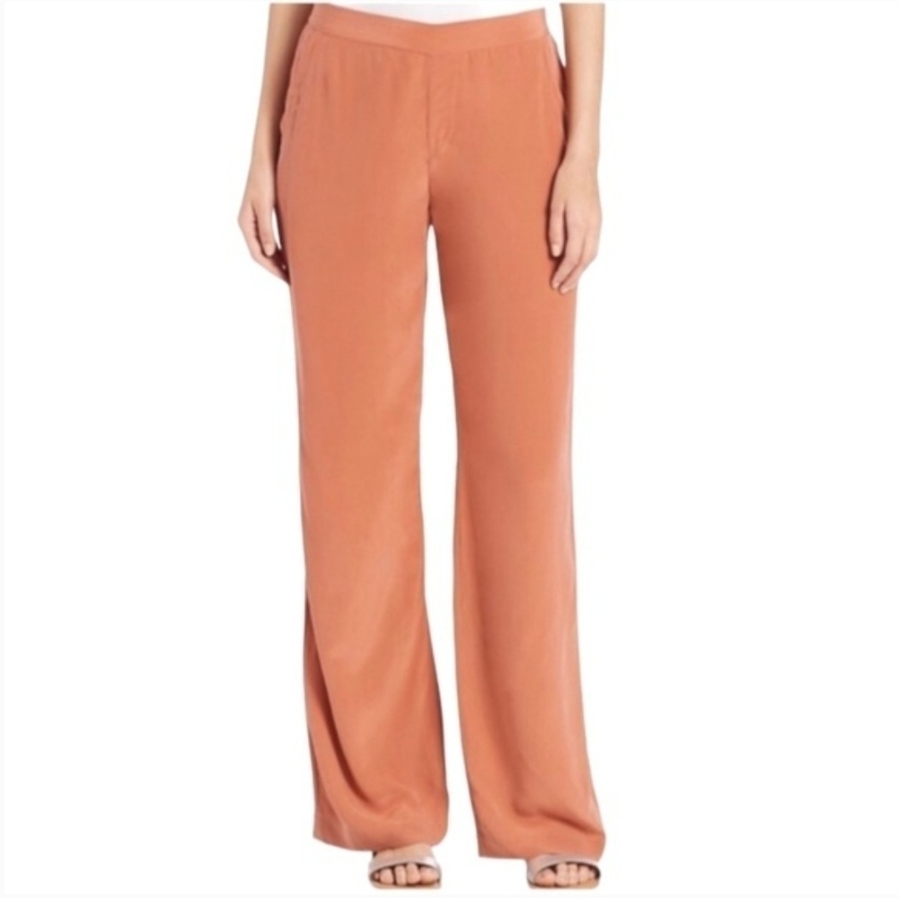 Joie High Rise Wide Leg Pants Women's Size M Apricote Vintage Wash 100% Silk